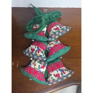 Vintage 3D Soft Stuffed Bells Plush Fabric Handmade Holiday Christmas‎ Display